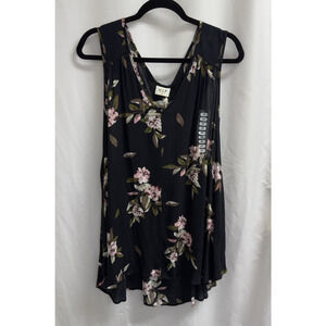 h.i.p. Happening in the Present Tank Top Shirt Women's Size 2X Black Floral